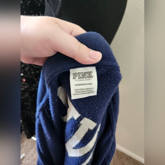 VS Pink Navy and Heatger Gray Quarter Zip Sweatshirt XL - Picture 4 of 14